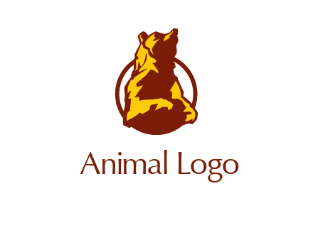 half body bear in circle animal logo