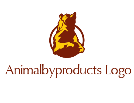 half body bear in circle animal logo