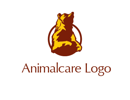 half body bear in circle animal logo