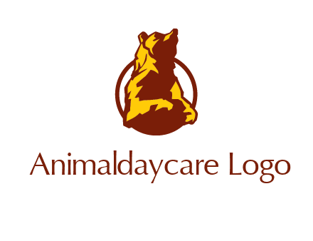 half body bear in circle animal logo