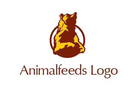 half body bear in circle animal logo