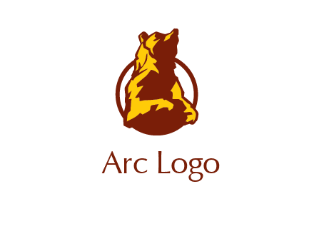 half body bear in circle animal logo