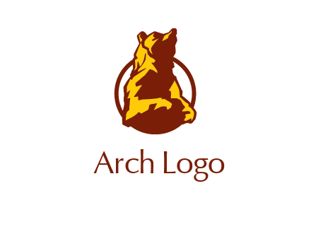 half body bear in circle animal logo