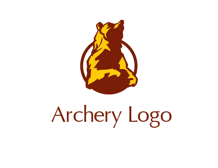 half body bear in circle animal logo