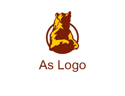 half body bear in circle animal logo