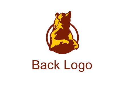 half body bear in circle animal logo