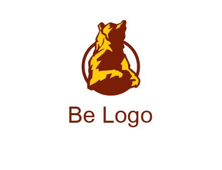 half body bear in circle animal logo