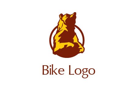 half body bear in circle animal logo