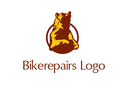 half body bear in circle animal logo