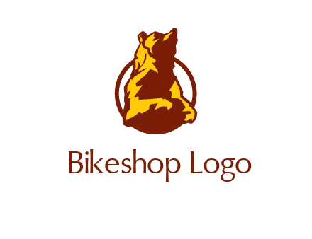 half body bear in circle animal logo