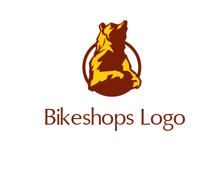 half body bear in circle animal logo