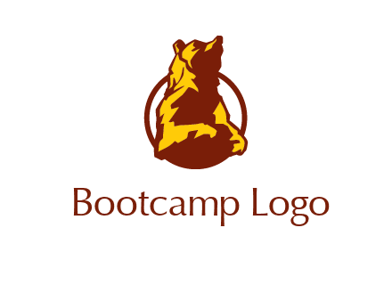 half body bear in circle animal logo