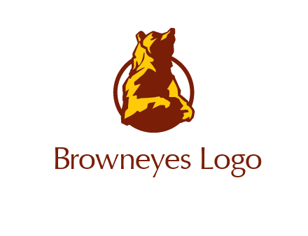 half body bear in circle animal logo