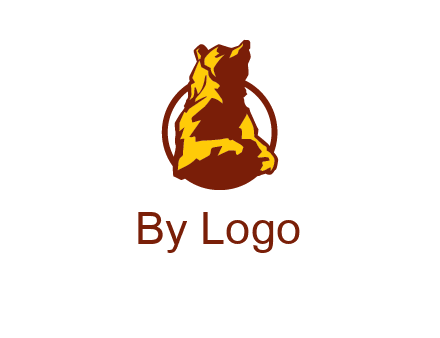 half body bear in circle animal logo