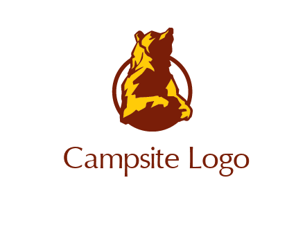 half body bear in circle animal logo