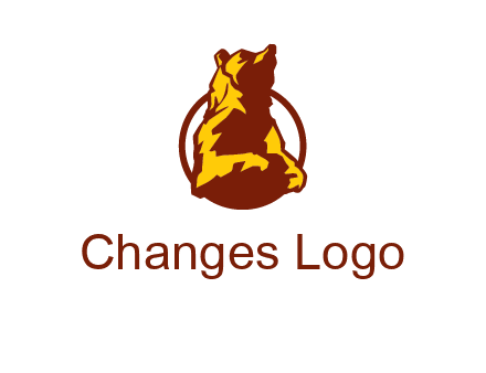 half body bear in circle animal logo