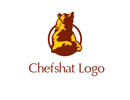 half body bear in circle animal logo