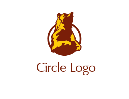 half body bear in circle animal logo