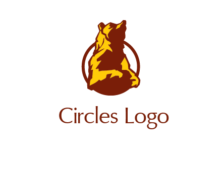 half body bear in circle animal logo