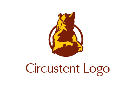 half body bear in circle animal logo