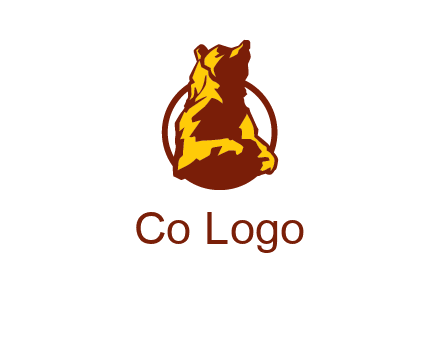 half body bear in circle animal logo