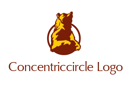 half body bear in circle animal logo