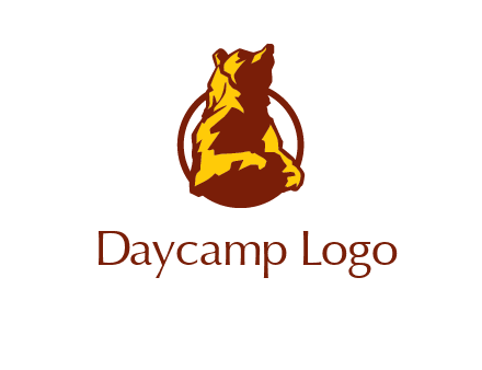half body bear in circle animal logo