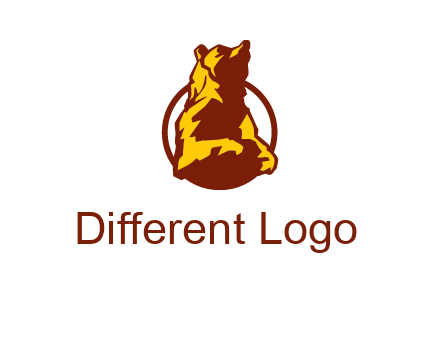 half body bear in circle animal logo
