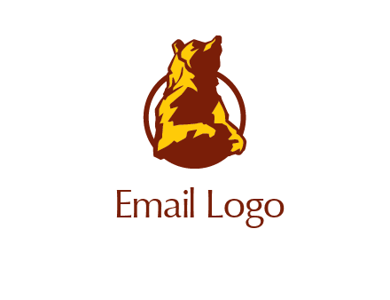 half body bear in circle animal logo