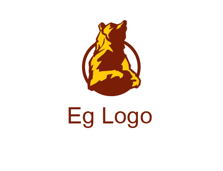 half body bear in circle animal logo
