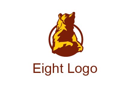 half body bear in circle animal logo