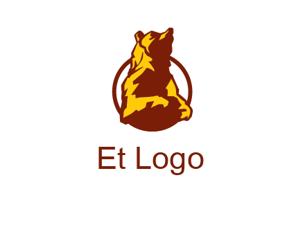 half body bear in circle animal logo
