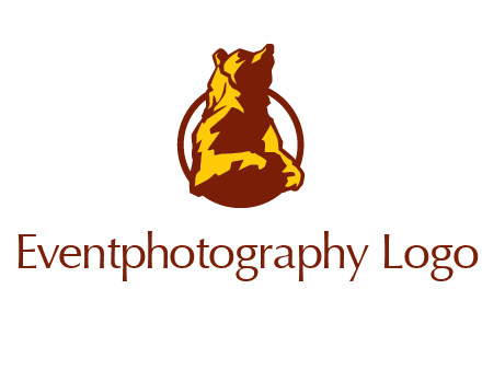 half body bear in circle animal logo