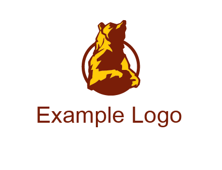 half body bear in circle animal logo