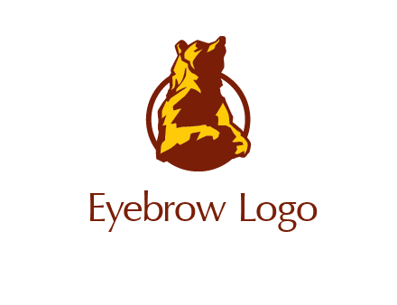 half body bear in circle animal logo