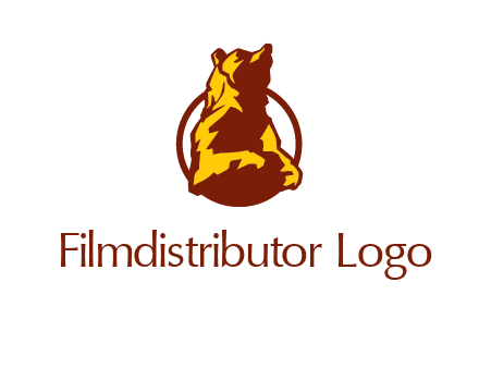 half body bear in circle animal logo