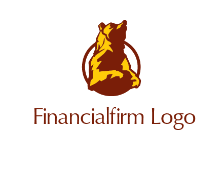 half body bear in circle animal logo