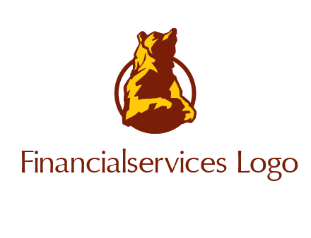 half body bear in circle animal logo