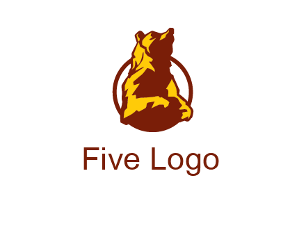 half body bear in circle animal logo