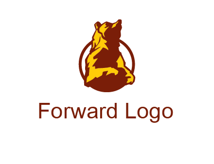 half body bear in circle animal logo