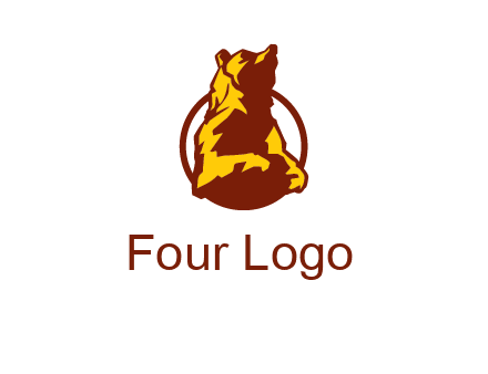 half body bear in circle animal logo