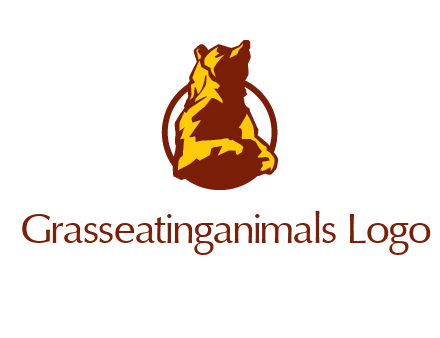 half body bear in circle animal logo