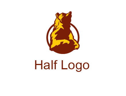 half body bear in circle animal logo