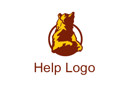 half body bear in circle animal logo