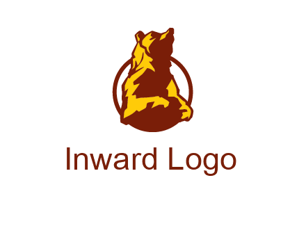 half body bear in circle animal logo