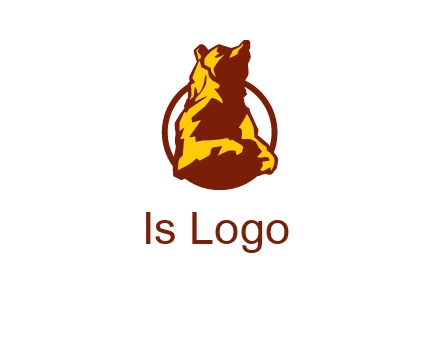 half body bear in circle animal logo