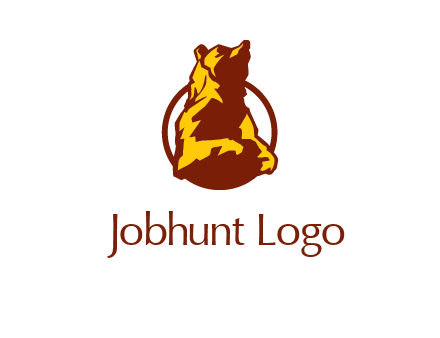 half body bear in circle animal logo