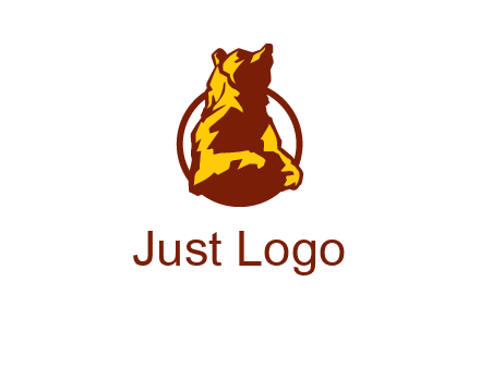 half body bear in circle animal logo