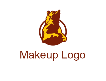 half body bear in circle animal logo