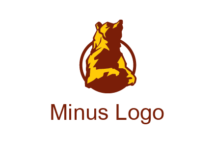 half body bear in circle animal logo